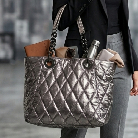 Armani Exchange Handbags - Armani Exchange Metallic Quilted Tote
